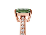 Rose gold Fancy Green Emerald  Solitaire Pavé Band Prong Setting Ring_54