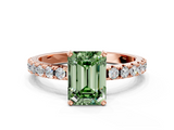 Rose gold Fancy Green Emerald  Solitaire Pavé Band with Four-Prong Setting_153