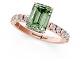 Rose gold Fancy Green Emerald  Solitaire Pavé Band with Four-Prong Setting_154