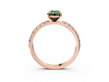Rose gold Fancy Green Emerald  Solitaire Pavé Band with Four-Prong Setting_156
