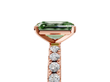Rose gold Fancy Green Emerald  Solitaire Pavé Band with Four-Prong Setting_158