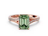 Rose gold Fancy Green Emerald  Solitaire Pavé Band with Four-Prong Setting_42