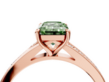 Rose gold Fancy Green Emerald  Solitaire Pavé Band with Four-Prong Setting_46