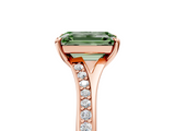 Rose gold Fancy Green Emerald  Solitaire Pavé Band with Four-Prong Setting_47