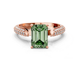 Rose gold Fancy Green Emerald  Solitaire Pavé Diamond Engagement Ring with Four-Prong Setting_144