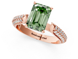 Rose gold Fancy Green Emerald  Solitaire Pavé Diamond Engagement Ring with Four-Prong Setting_145