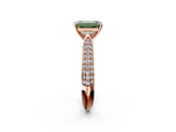 Rose gold Fancy Green Emerald  Solitaire Pavé Diamond Engagement Ring with Four-Prong Setting_146
