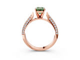 Rose gold Fancy Green Emerald  Solitaire Pavé Diamond Engagement Ring with Four-Prong Setting_147