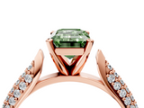 Rose gold Fancy Green Emerald  Solitaire Pavé Diamond Engagement Ring with Four-Prong Setting_148