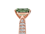 Rose gold Fancy Green Emerald  Solitaire Pavé Diamond Engagement Ring with Four-Prong Setting_149