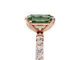 Rose gold Fancy Green Emerald  Solitaire Pavé Diamond Engagement Ring with Four-Prong Setting_26