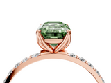 Rose gold Fancy Green Emerald  Solitaire Pavé Diamond Engagement Ring with Four-Prong Setting_31
