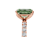 Rose gold Fancy Green Emerald  Solitaire Pavé Diamond Engagement Ring with Four-Prong Setting_32