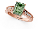 Rose gold Fancy Green Emerald  Solitaire Pavé Diamond Milgrain Engagement Ring with Four-Prong Setting_4