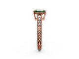 Rose gold Fancy Green Emerald  Solitaire Pavé Diamond Milgrain Engagement Ring with Four-Prong Setting_5