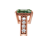 Rose gold Fancy Green Emerald  Solitaire Pavé Diamond Milgrain Engagement Ring with Four-Prong Setting_8