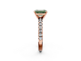 Rose gold Fancy Green Emerald  Solitaire Pave Diamond Engagement Ring with Four-Prong Setting_356