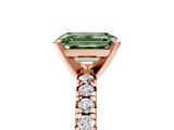 Rose gold Fancy Green Emerald  Solitaire Pave Diamond Engagement Ring with Four-Prong Setting_359