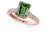 Rose gold Fancy Green Emerald  Solitaire Pave Diamond Engagement Ring with Prong Setting_23
