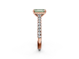 Rose gold Fancy Green Emerald  Solitaire Pave Diamond Engagement Ring with Prong Setting_24