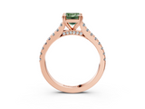 Rose gold Fancy Green Emerald  Solitaire Pave Diamond Engagement Ring with Prong Setting_25