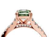 Rose gold Fancy Green Emerald  Solitaire Pave Diamond Engagement Ring with Prong Setting_26
