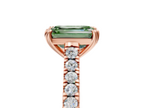 Rose gold Fancy Green Emerald  Solitaire Pave Diamond Engagement Ring with Prong Setting_27