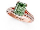 Rose gold Fancy Green Emerald  Solitaire Pave Split Shank Engagement Ring with Six-Prong Setting_38