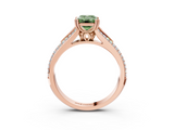 Rose gold Fancy Green Emerald  Solitaire Pave Split Shank Engagement Ring with Six-Prong Setting_40