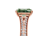 Rose gold Fancy Green Emerald  Solitaire Pave Split Shank Engagement Ring with Six-Prong Setting_42