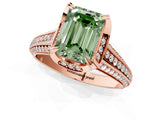 Rose gold Fancy Green Emerald  Solitaire Pave Split Shank Ring with Four-Prong Setting_82