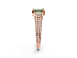 Rose gold Fancy Green Emerald  Solitaire Pave Split Shank Ring with Four-Prong Setting_83