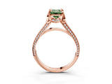 Rose gold Fancy Green Emerald  Solitaire Pave Split Shank Ring with Four-Prong Setting_84