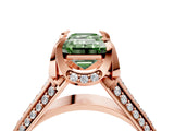 Rose gold Fancy Green Emerald  Solitaire Pave Split Shank Ring with Four-Prong Setting_85