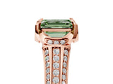Rose gold Fancy Green Emerald  Solitaire Pave Split Shank Ring with Four-Prong Setting_86