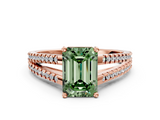 Rose gold Fancy Green Emerald  Solitaire Split Shank Pavé Diamond Engagement Ring_422