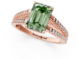 Rose gold Fancy Green Emerald  Solitaire Split Shank Pavé Diamond Engagement Ring_423