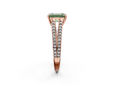 Rose gold Fancy Green Emerald  Solitaire Split Shank Pavé Diamond Engagement Ring_424