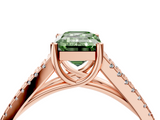 Rose gold Fancy Green Emerald  Solitaire Split Shank Pavé Diamond Engagement Ring_426
