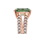 Rose gold Fancy Green Emerald  Solitaire Split Shank Pavé Diamond Engagement Ring_427