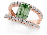 Rose gold Fancy Green Emerald  Solitaire Split Shank Pave Diamond Ring_50
