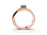 Rose gold Fancy Green Emerald  Solitaire Split Shank Pave Diamond Ring_52