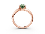 Rose gold Fancy Green Emerald  Solitaire Tension Set Diamond Ring with Wide Band_23