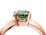 Rose gold Fancy Green Emerald  Solitaire Tension Set Diamond Ring with Wide Band_24