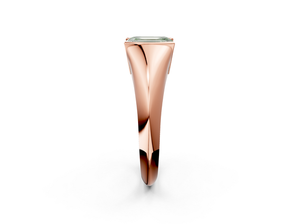 Rose Gold Emerald Cut Tension Set Solitaire Engagement Ring Setting for Fancy Green Center