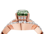 Rose gold Fancy Green Emerald  Solitaire Twist Band Pavé Diamond Engagement Ring_41