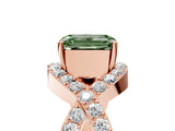 Rose gold Fancy Green Emerald  Solitaire Twist Band Pavé Diamond Engagement Ring_42