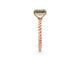 Rose gold Fancy Green Emerald  Solitaire Twist Band Ring with Four-Prong Setting_94