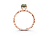 Rose gold Fancy Green Emerald  Solitaire Twist Band Ring with Four-Prong Setting_95