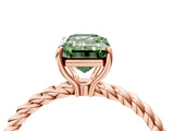 Rose gold Fancy Green Emerald  Solitaire Twist Band Ring with Four-Prong Setting_96
